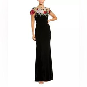 Mac Duggal Floral Embellished Jersey Fitted Gown new no tags size 14